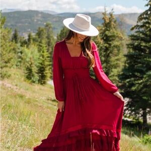 Pink Lily Lucky to Have You Wine Maxi Dress
